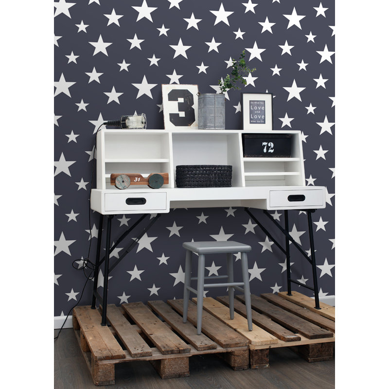 Rouleau de papier peint L 33 pi x l 20,9 po Amira Stars, Bleu marine