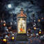 Lanterne d'Halloween en forme de boule à neige, fantôme effrayant d'Halloween, globes de neige à brancher et à piles pour les décorations d'Halloween d'intérieur