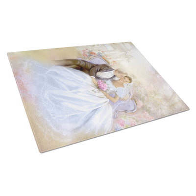 Tempered Glass Wedding Couple Kiss Cutting Board