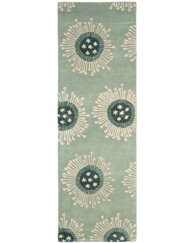 Soho Hand Tufted Wool/Viscose Floral Rug in Blue, Runner 2'6" x 6'