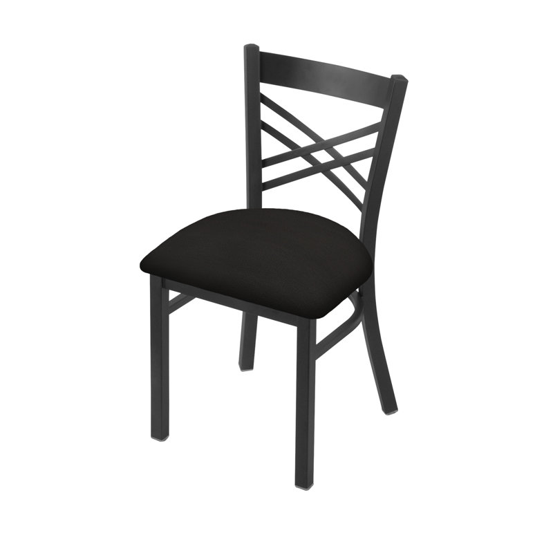Catalina 18'' H Upholstered Metal Side Chair, Pewter, Vinyl-Canter Espresso