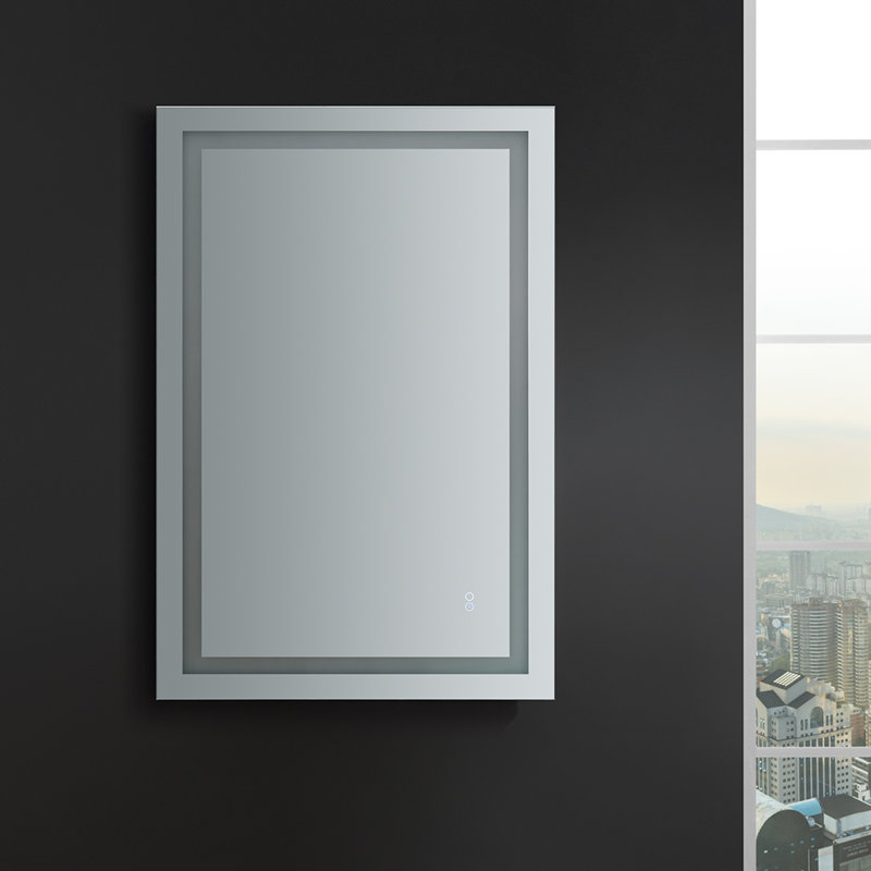 Sleek 48"x30" Transitional Frameless Vanity Mirror with LED & Defogger