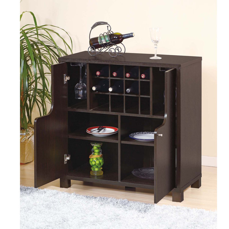 Armoire à vin Home Bar, support amovible pour 12 bouteilles et porte-verres en métal, quatre tablettes de rangement supplémentaires, rangement pour la collection de vin dans la cuisine du salon