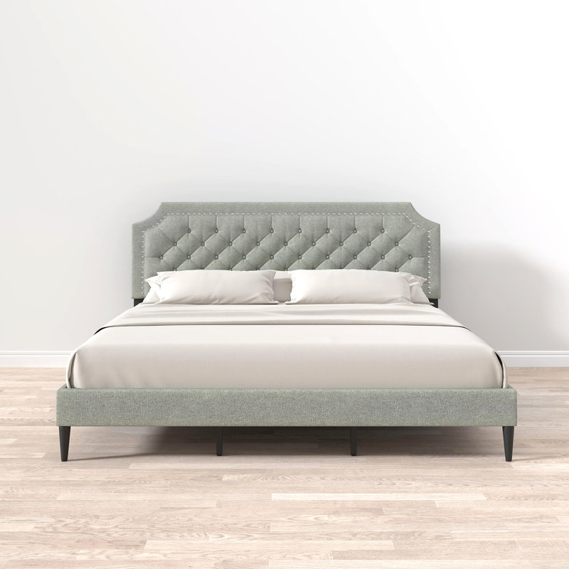Asenet Upholstered Platform Bed, Stone, California King