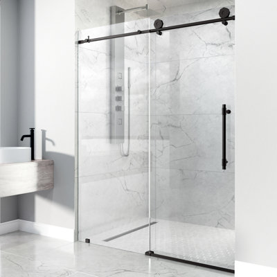 Elan Hart 56-60" W x 76" H Sliding Frameless Shower Door with 3/8" Clear Glass