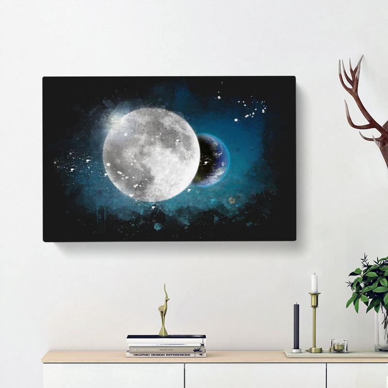 Earth Behind The Moon - Wrapped Canvas, 35cm H x 50cm W x 3cm D