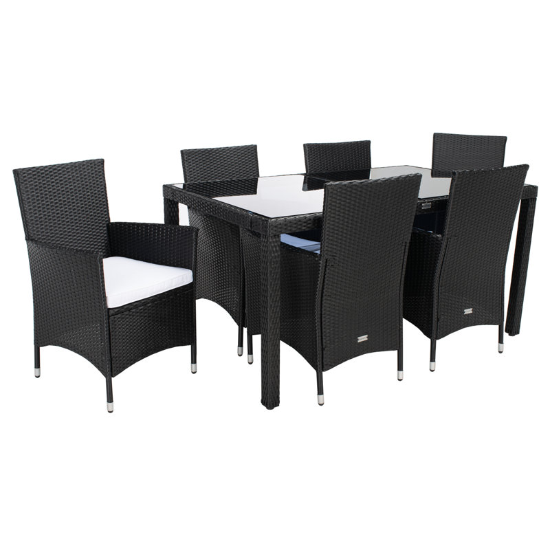 Daxin 6 - Person Patio Dining Set with Rectangular Table, Black