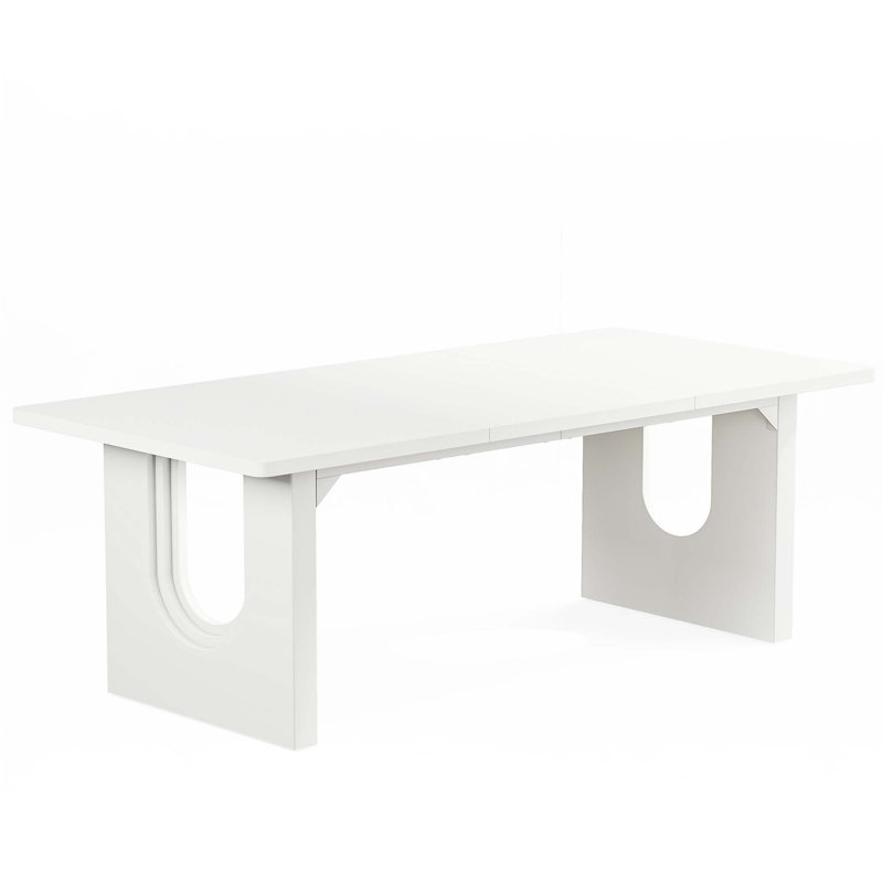 Table de salle à manger rectangulaire 71 "pour 6 à 8 personnes, Blanc