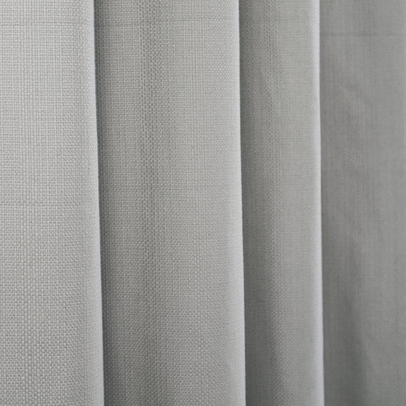 Rideau uni en mélange de coton, Gris, L 52 po x L 96 po