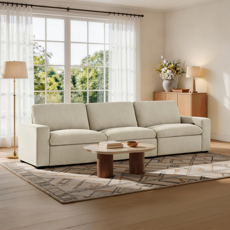 Canapé inclinable électrique trois places avec technologie Zero-Wall, Beige