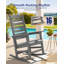 Chaise berçante d'extérieur à bascule pour l'extérieur toutes saisons avec dossier courbé et chaise berçante en plastique pour porche, pelouse, cour, jardin, gris-1533934802