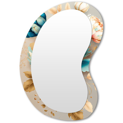 Multi-Colour Blooming Flowers I - Floral 3D Shapes Irregular Traditional Large Wall Mirror