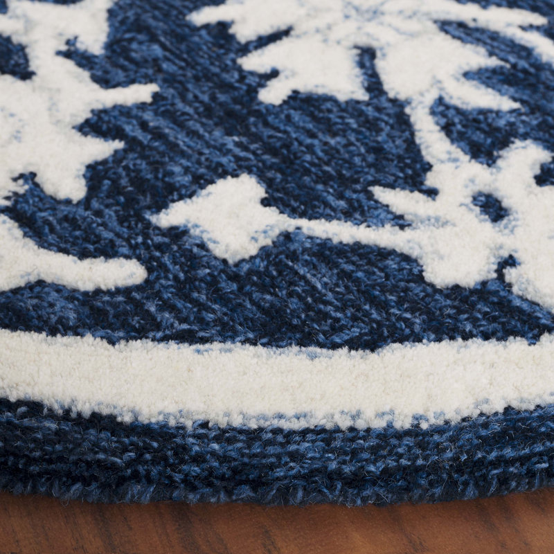 Ebony Hand Tufted Wool Pile Oriental Rug, Round 6'