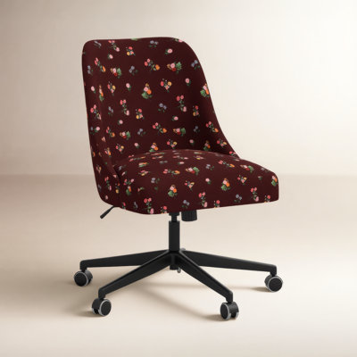 Oxford Desk Chair In Ditsy Dahlia Burgundy