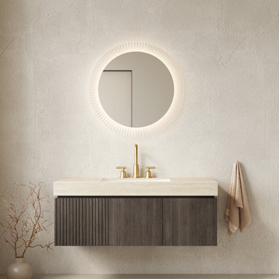 Lavabo de salle de bain 48 po avec comptoir en pierre frittée à motif, trou de trop-plein en céramique, 2 portes et 1 tiroir de rangement en contreplaqué flottant, pré-assemblé, résistance aux hautes températures et évier supérieur,