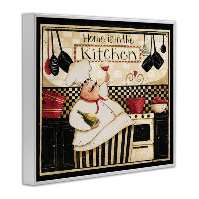 Home Is in the Kitchen with Happy Chef Illustration by Dan DiPaolo - Graphic Art Print