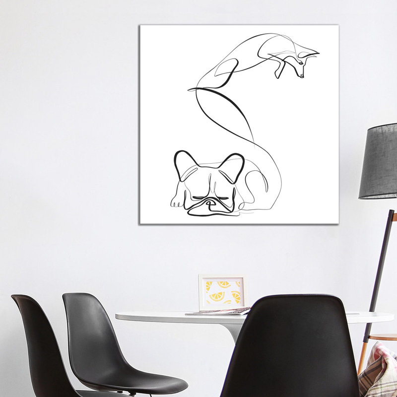 Fox And Frenchie by Dane Khy - Wrapped Canvas Gallery-Wrapped Canvas Giclée, 93.98 cm H x 93.98 cm W x 3.175 cm D