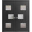 Portes doubles françaises massives en verre dépoli Sete 6933, cadre en bois massif noir mat, portes robustes pour placard ou chambre à coucher, 64 po x 80 po (2 x 32 x 80 po)-87392189-87392202