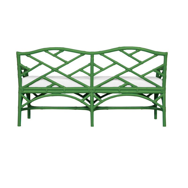 Chippendale Upholstered Bench, Bright Green