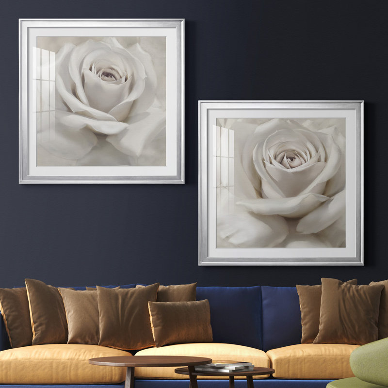 " Dreamy I " 2 - Pieces, 26.5" H x 53" W, Framed Print with Mat, Silver