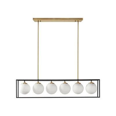 Lustre linéaire en verre givré 6 lumières