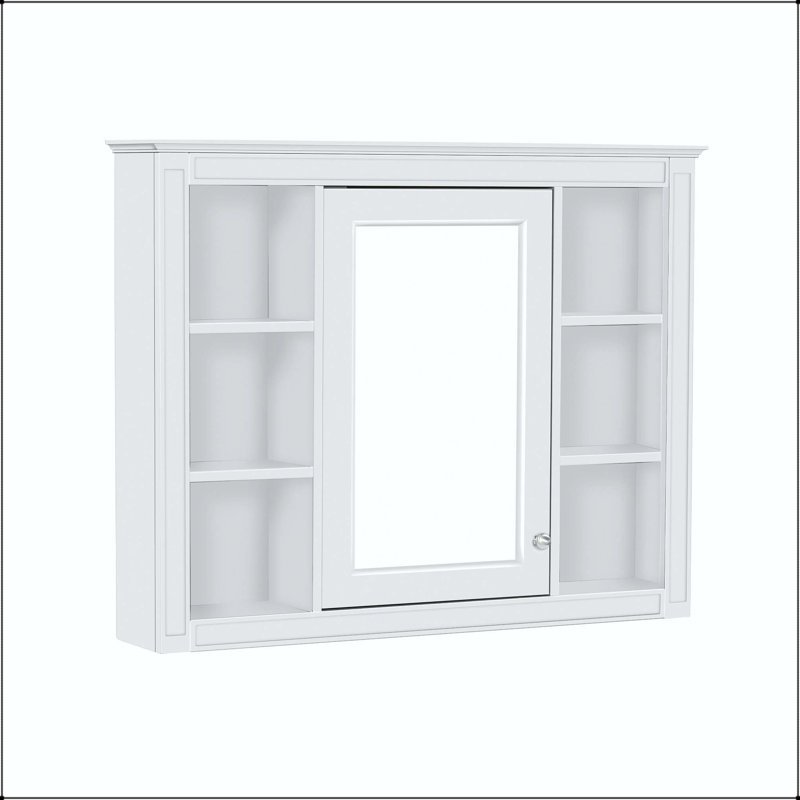 Pharmacie murale 35x28 avec 6 tablettes ouvertes et tablettes réglables - Blanc, White