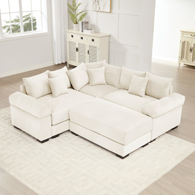 Canapé modulaire surdimensionné surdimensionné avec méridienne en velours côtelé de conception ergonomique facile à assembler pour les salons et les chambres à coucher