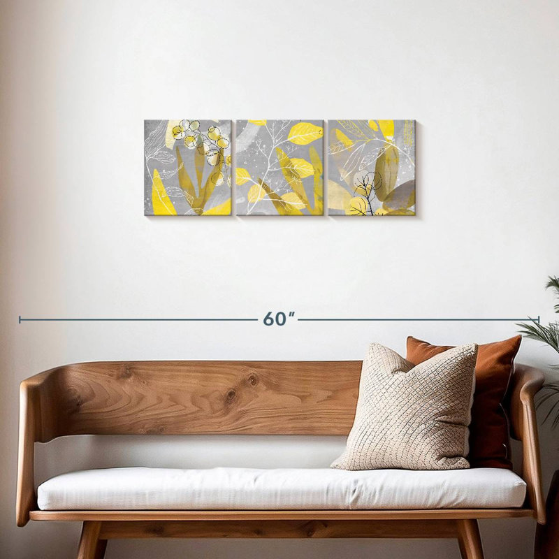 Plantes jaunes, reproduction sur toile, H 12 po x l 38 po x P 1,25 po