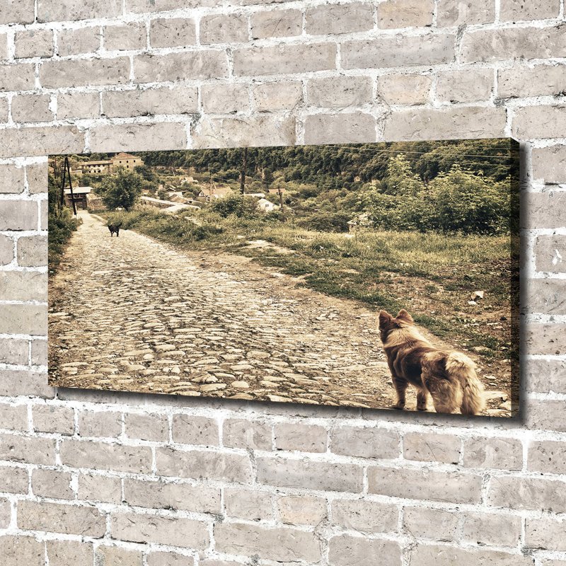 Two Dogs on the Hill 1 Piece Wrapped Canvas Wall Art