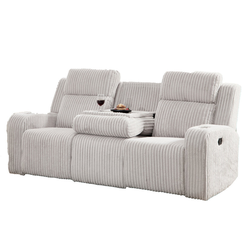 Fauteuils inclinables en velours côtelé de qualité supérieure avec Bluetooth et USB en gris