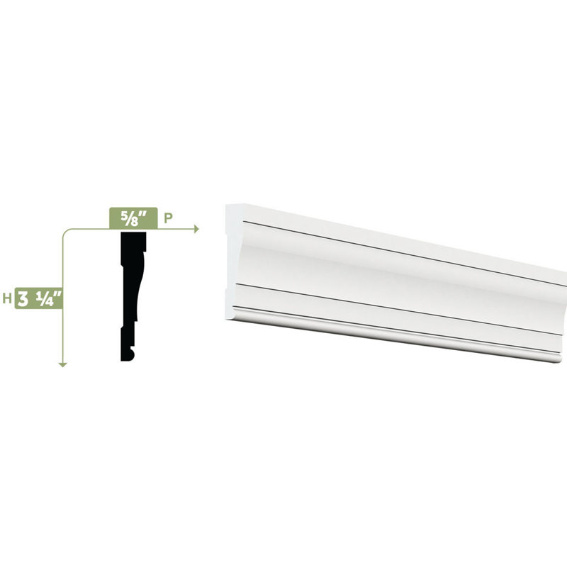 White PVC 96'' Standard Profile Moisture Resistant Casing Moulding