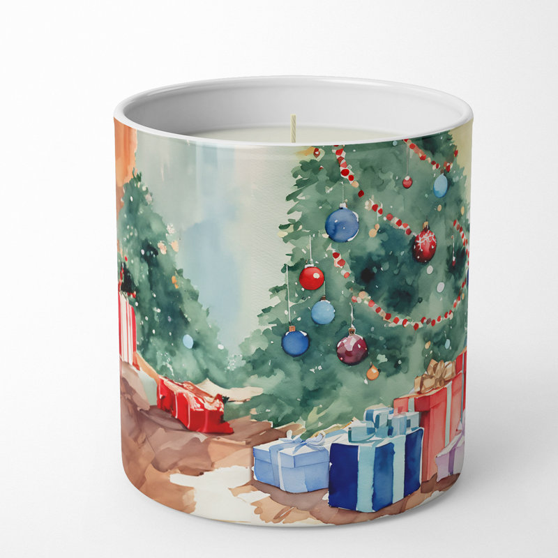 Bougie parfumée pour arbre de Noël avec support en céramique 