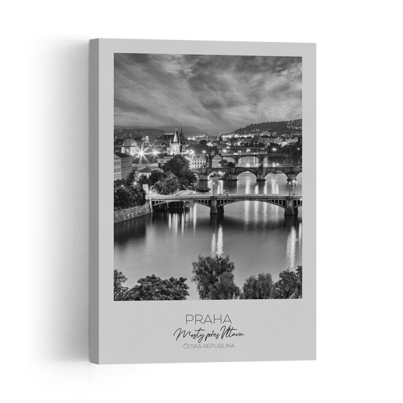Praguea#039;S Vltava River Vintage Abstract Contemporary Architecture City Wall Art Print by Melanie Viola - Print