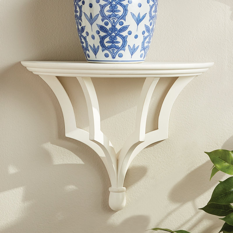 Gianinna Half-circle Mango Bracket Shelf, Brown, 10.75" H x 13.75" W x 7" D