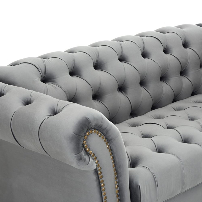 Dahlstrom 1 Seater Velvet Loveseat, Grey