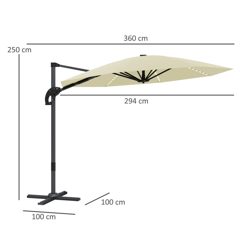 360cm Cantilever Parasol, Cream