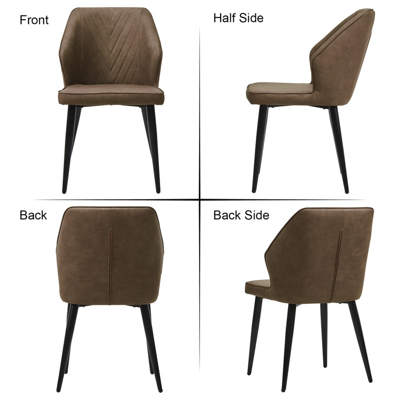 47cm H Upholstered Metal Side Chair, Brown