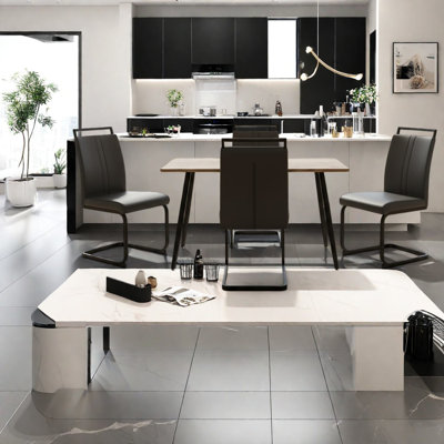 Ensembles de table de salle à manger compacts et modernes, en MDF et en polyuréthane, idéaux pour les petites cuisines
