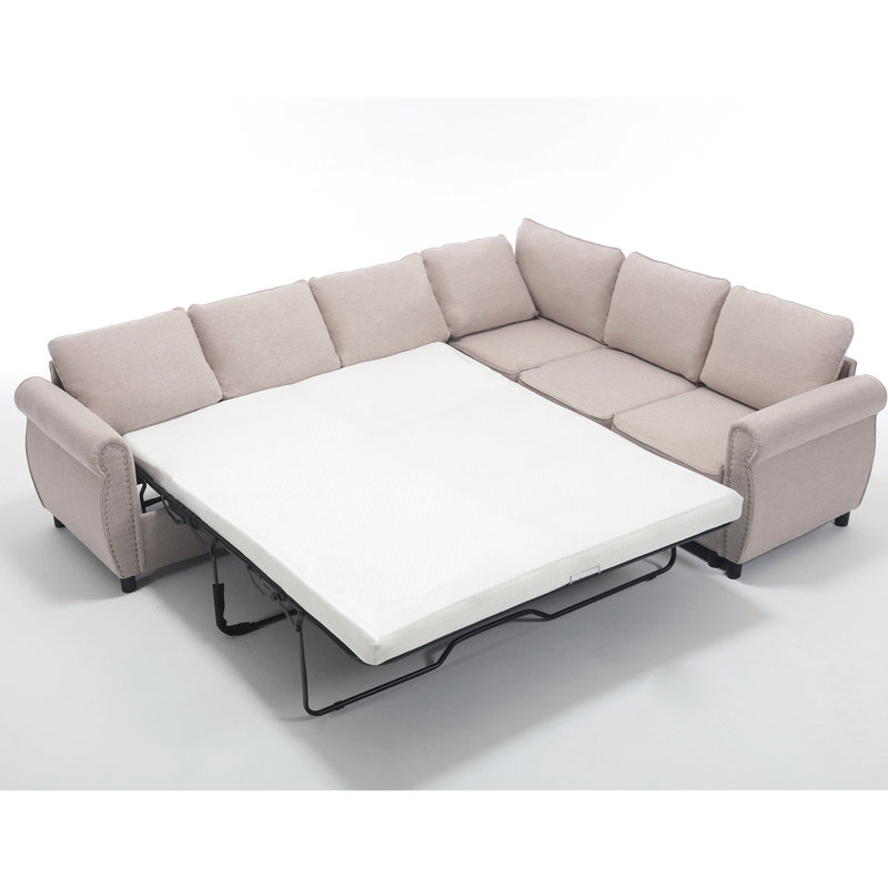 Canapé-lit modulaire en L polyvalent pour les salons spacieux, Beige