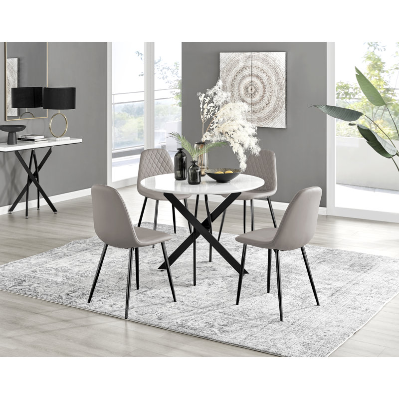 Ensemble repas pour quatre personnes, Beige cappuccino / noir