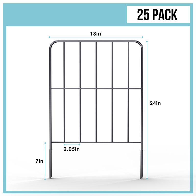 Clôture en métal H 24 po x l 13 po avec 25 panneaux inclus
