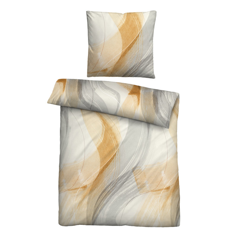 Duvet Cover Set with Pillowcases Included, 155 x 220cm Duvet Cover + 1 Pillowcase, Gold