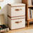 2Pcs Large Fabric Storage Bins with Lid，Stackable Storage Bins with Leather Handles, Decorative Storage Boxes with Lids for Bedroom, Closet, Nursery, Office，Set of 2-96337733