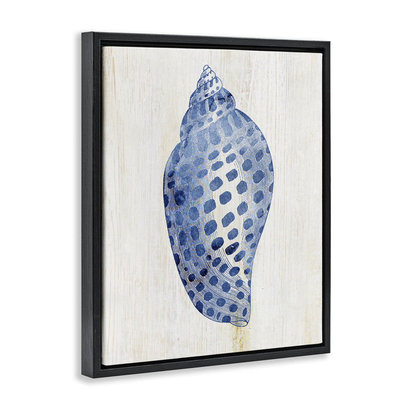 Cadre flottant en forme de coquillage bleu tacheté par Susan Arnot, Cadre flottant noir de jais, H 21 po x l 17 po