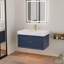Meuble-lavabo suspendu bleu de 91 cm (36 po) avec éclairage DEL, comptoir en marbre reconstitué, lavabo encastré et tiroirs à fermeture amortie.-2112102673