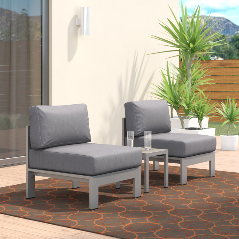 Ensemble de 3 canapés modulaires d'extérieur en aluminium Shore, Gris