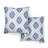 MARTHA STEWART Becca Stripe Boho Geo Indoor Outdoor Decorative Pillow 2-Pack Set, UV Fade Resistant, Water Repellent, Printed Floral Design, Navy Blue, 11"x18"-125600310-125600305