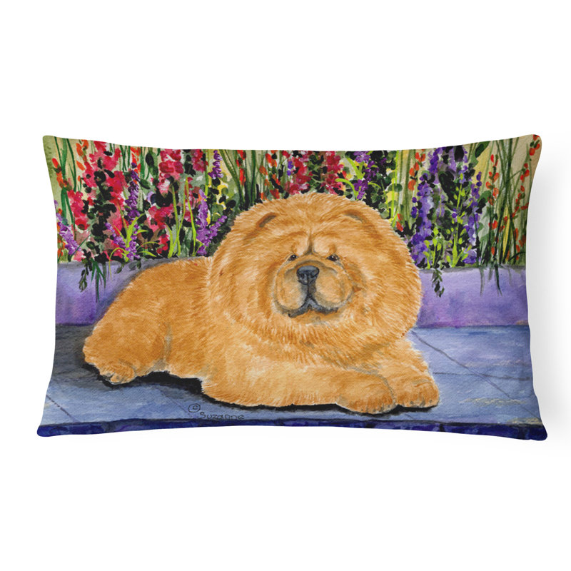 Coussin décoratif d’intérieur/d’extérieur rectangulaire à imprimé chow chow