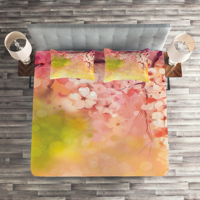 Eclectic Polyester Floral Coverlet, King Bedspread + 2 Shams