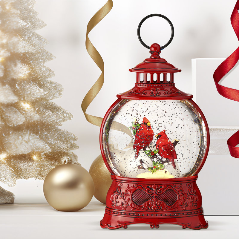 8.5" LED Cardinal Lantern Water Globe
